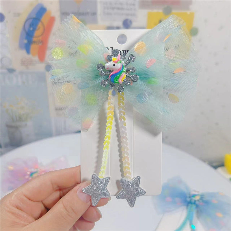 Clips de cabello de arco de brillo al por mayor para niños
